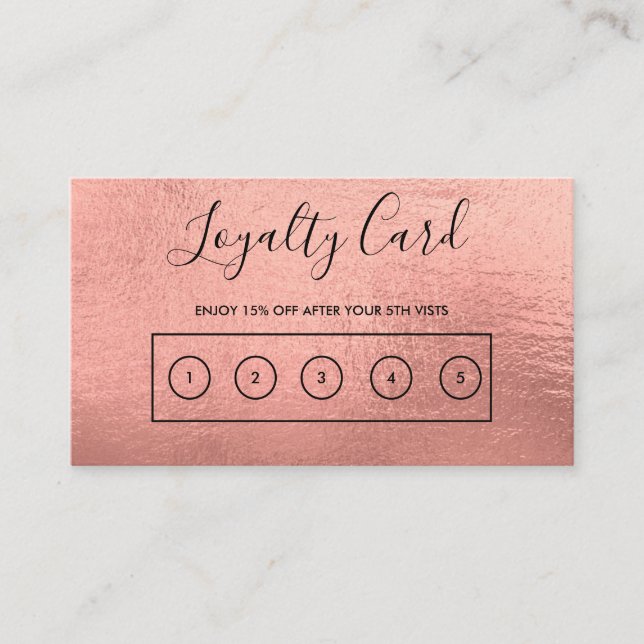 Carte de fidélité personnalisée Gold rose (Devant)