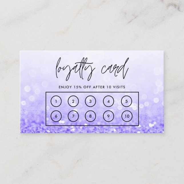 Carte de fidélité personnalisée Purple Faux Partie (Devant)