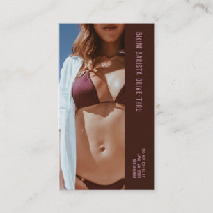 Carte De Fidélité Photo Burgundy Bikini Barista Café Double Numéro