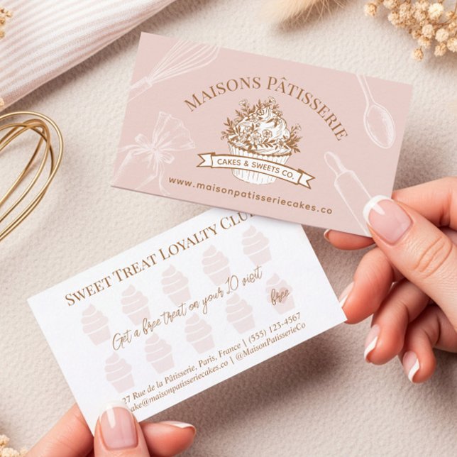 Carte De Fidélité Pink Cupcake Pastry Chef Baking Utensils Bakery (Pink Cupcake Pastry Chef Baking Utensils Bakery Loyalty Card)