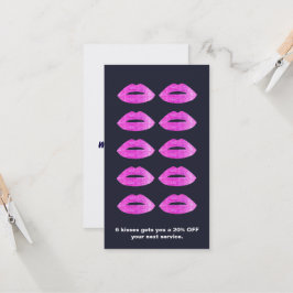 Carte De Fidélité Pink Sequin Lips Beauté Salon Loyauté Punch Card