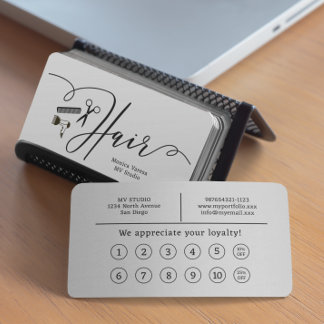 Carte de Fidélité Plate pour Coiffeur Coiffeuse