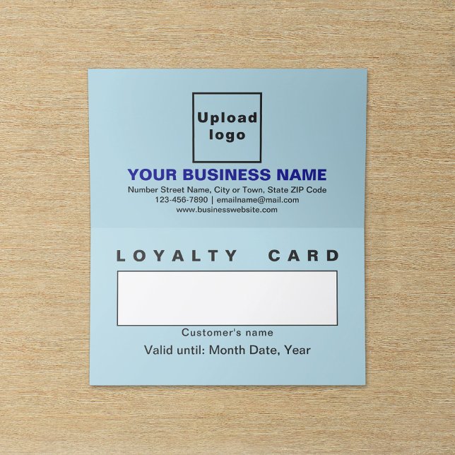 Carte de fidélité pliée Bleu Bleu Affaires (Business light blue folded loyalty card.)