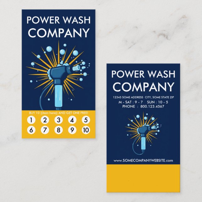 Carte De Fidélité Power Wash Loyalty Punch Card (Devant / Derrière)