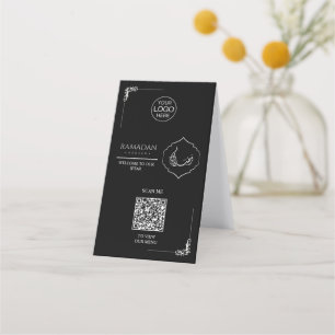 Carte De Fidélité Présentoir de table QR Code Ramadan noir Panneau
