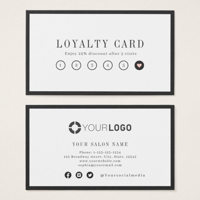 Carte de fidélité professionnelle au charbon de bo (Devant & derrière)