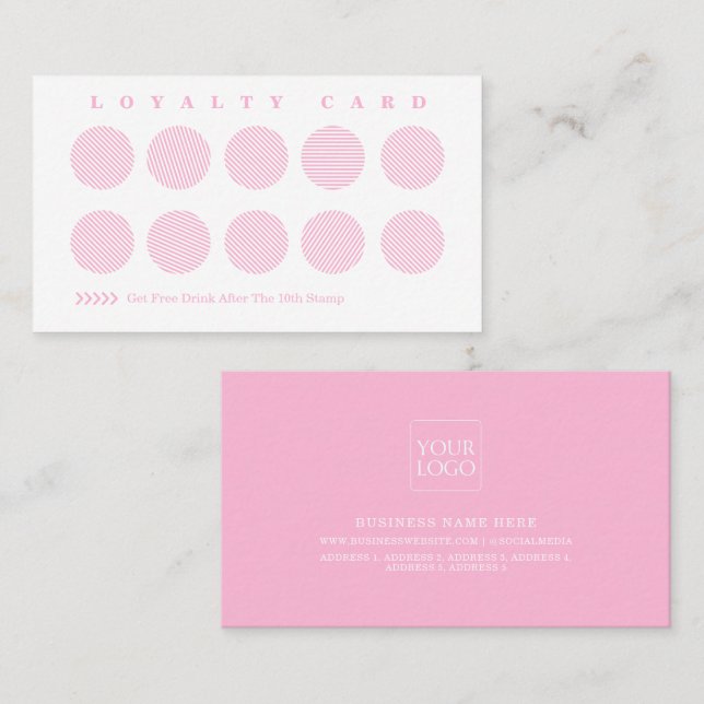 Carte De Fidélité Programme de récompense de bonbons rose en coton m (Devant / Derrière)
