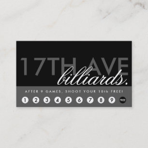 Carte De Fidélité Programme de récompenses de BILLARDS