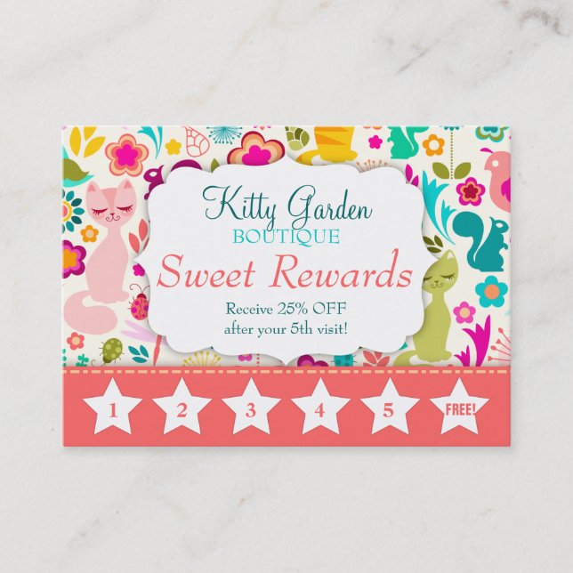 Carte De Fidélité Promo de récompenses de Garden Kitty (Devant)
