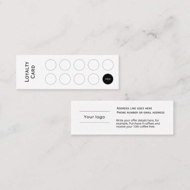 Carte de fidélité, propre et simple, professionnel (Devant / Derrière)