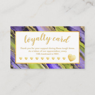 Carte De Fidélité Purple Black Green Gold Foil Dix Visite