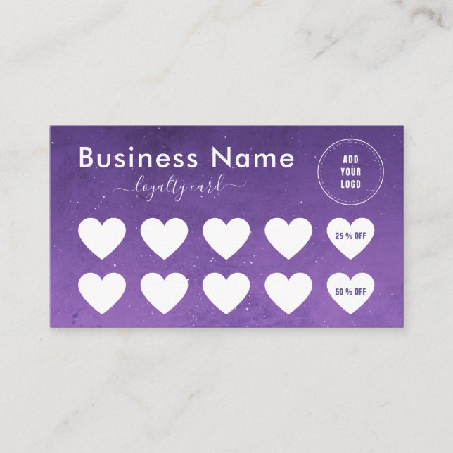 Carte De Fidélité Purple Night Sky Cosmic Galaxy Social Media Logo (Devant)