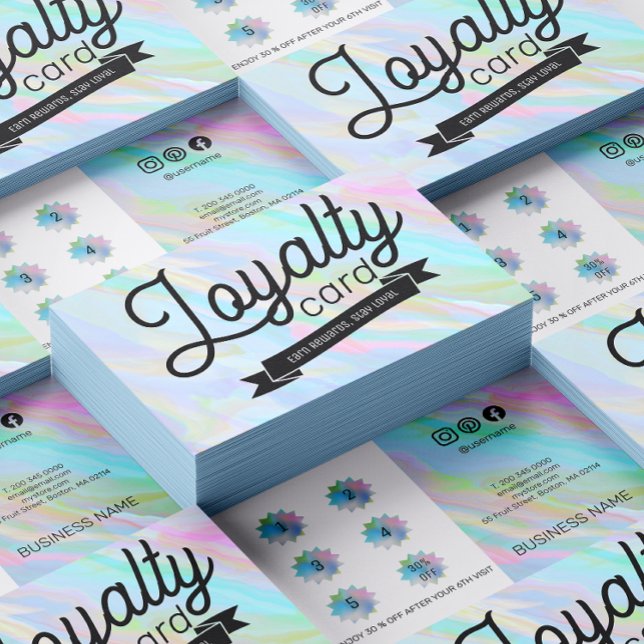 Carte De Fidélité Rainbow Holographic Estheticician médias sociaux (Rainbow Holographic Esthetician Social Media Loyalty Card)