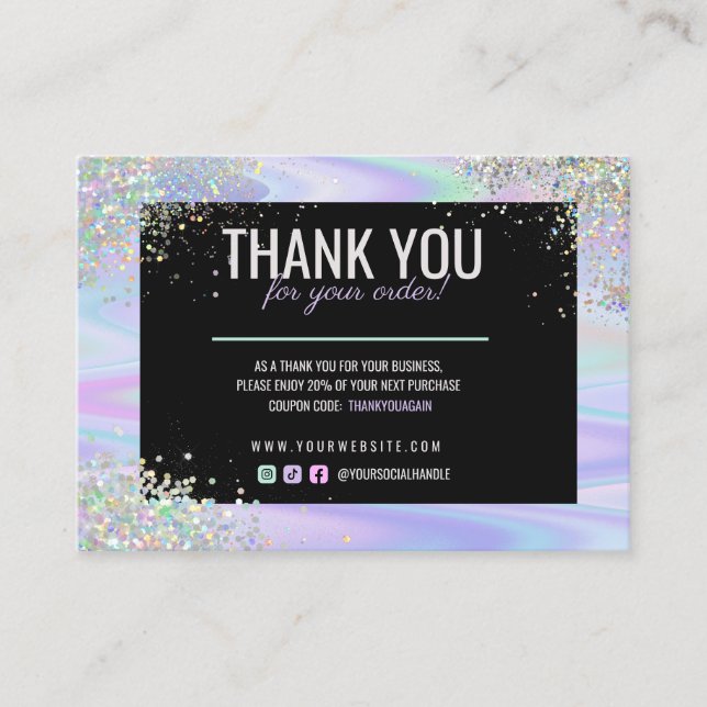 Carte De Fidélité Remise sur le Merci de Parties scintillant Hologra (Devant)