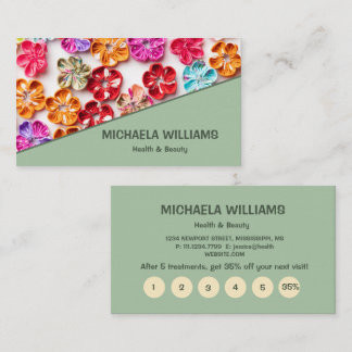 Carte De Fidélité Ressort tissu cousu artisanal Fleurs Multicolor