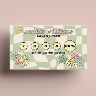 Carte de fidélité Retro Green Checks Business Mark