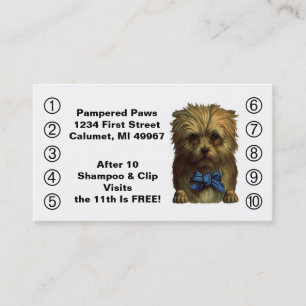 Carte De Fidélité Rétro toilettage de chiot d'animal familier de