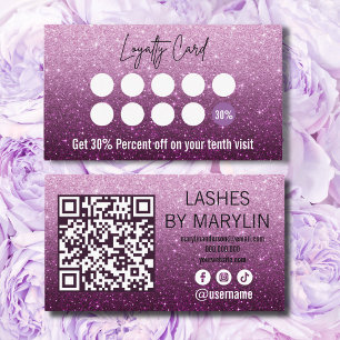 Carte De Fidélité Rose Dusty et Plum Ombre Parties scintillant Lash