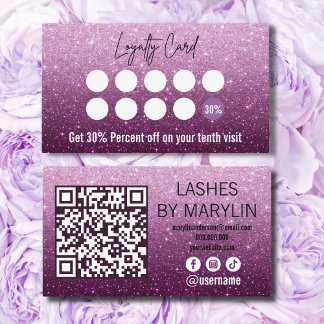 Carte De Fidélité Rose Dusty et Plum Ombre Parties scintillant Lash 