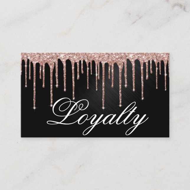 Carte De Fidélité Rose Gold Black Metallic Parties scintillant Drive (Devant)