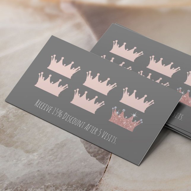 Carte De Fidélité Rose Gold Couronne maquillage Artiste Beauté Salon (Créateur téléchargé)