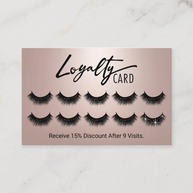 Carte De Fidélité Rose Gold Eyelash Extensions Lashes Salon  (Devant)