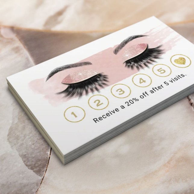 Carte De Fidélité Rose Gold Eyelash maquillage Artiste Blush Pink Lo (Créateur téléchargé)