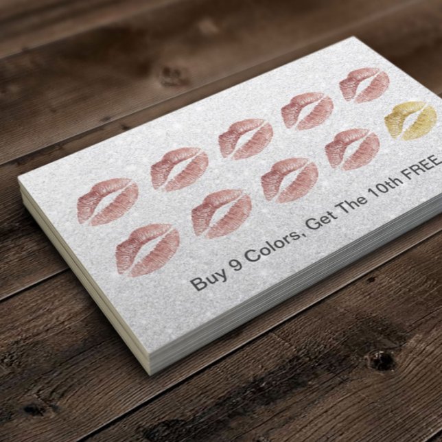 Carte De Fidélité Rose Gold Lips Maquillage Artiste Beauté Salon (Créateur téléchargé)