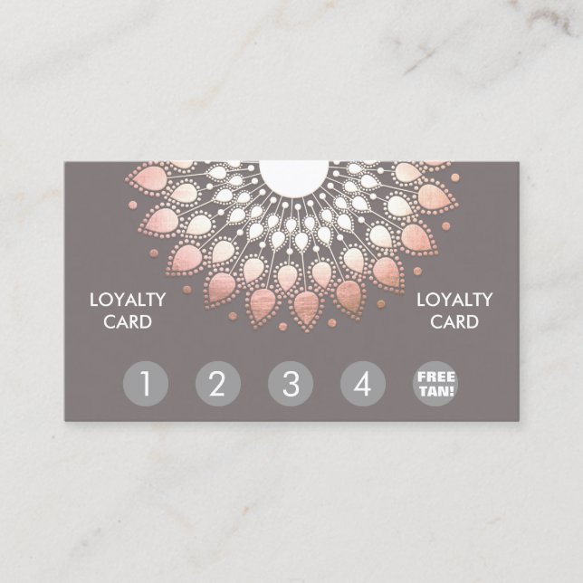 Carte De Fidélité Rose Gold Mandala Spray Tan Loyalty Punch (Devant)