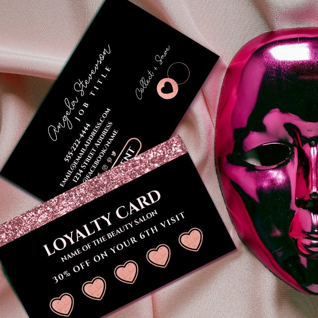 Carte de fidélité rose Gold Parties scintillant Be (Rose Gold Glitter Beauty Salon Loyalty Card #zazzlemade #loyaltycard #rosegold #makeupartist)