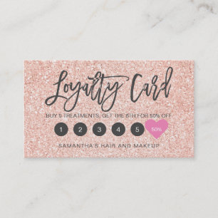 Carte De Fidélité Rose Gold parties scintillant scénario maquillage