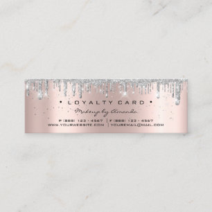 Carte De Fidélité Rose gris de coeur de maquillage de poinçon de la