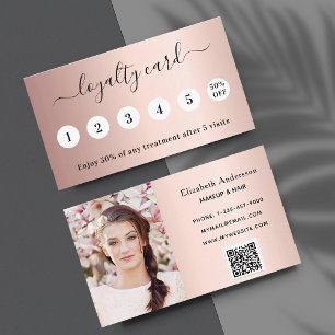 Carte De Fidélité Rose noir code qr or élégant photo