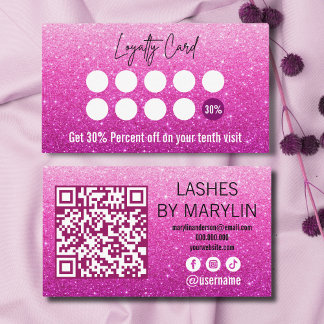 Carte De Fidélité Rose Pink Parties scintillant Ombre Lash Technicie
