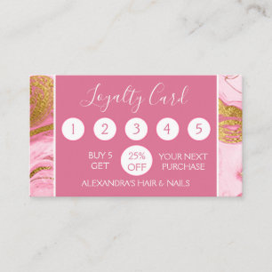 Carte De Fidélité Rosée et or Marbre Girl Loyalty Punch