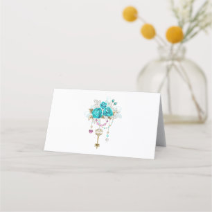 Carte De Fidélité Roses turquoise avec touches