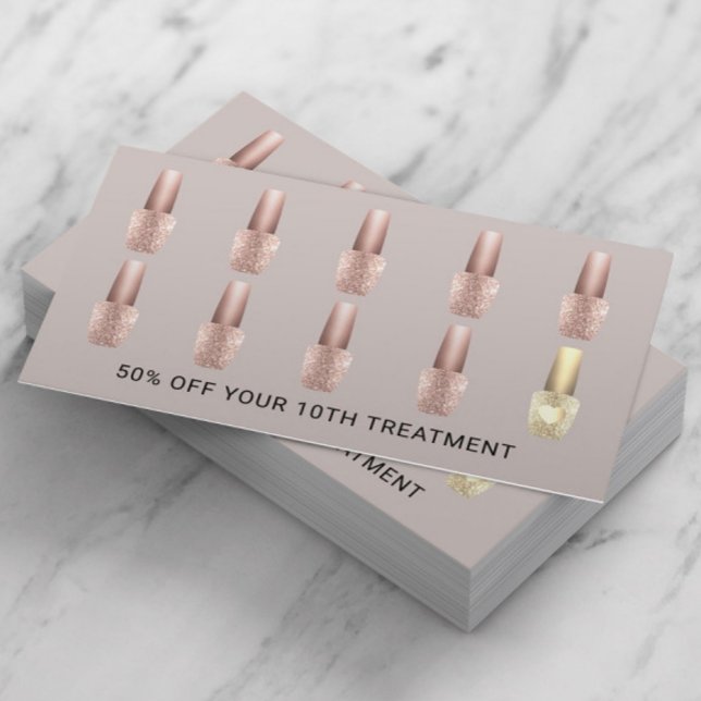 Carte De Fidélité Salon à ongle Blush Rose or polonais Manicuriste (Créateur téléchargé)