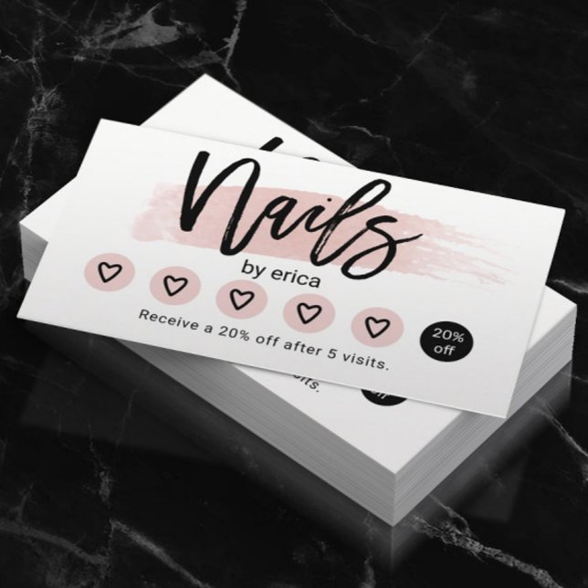 Carte De Fidélité Salon à ongles Cute Blush Pink Manicurist Loyauté (Créateur téléchargé)