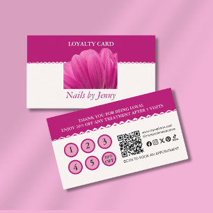 Carte De Fidélité Salon à ongles floraux rose-blanc moderne