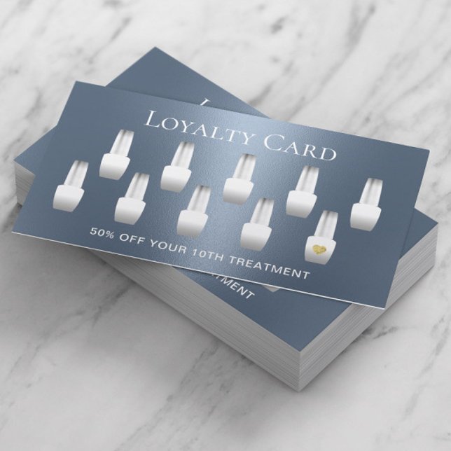 Carte De Fidélité Salon à ongles Manicuriste moderne Dusty Blue Loya (Créateur téléchargé)