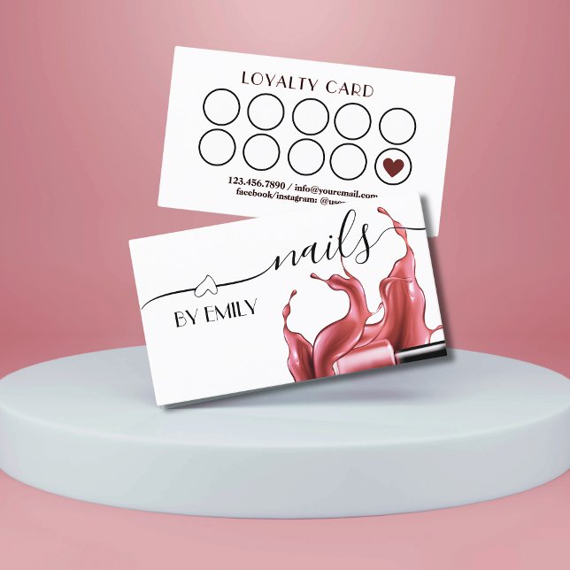 Carte De Fidélité Salon à ongles Polonais Bouteille Splash Pastel (Créateur téléchargé)