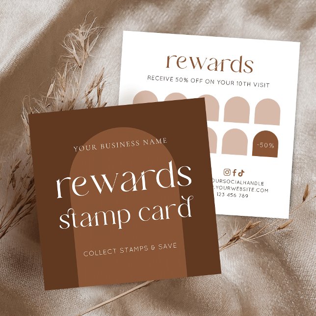 Carte De Fidélité Salon de beauté Boho Terracotta moderne (Modern boho inspired business rewards cards with earthy tones terracotta aesthetic)