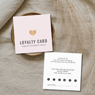 Carte De Fidélité Salon de Beauté Élégant Rose Gold Heart