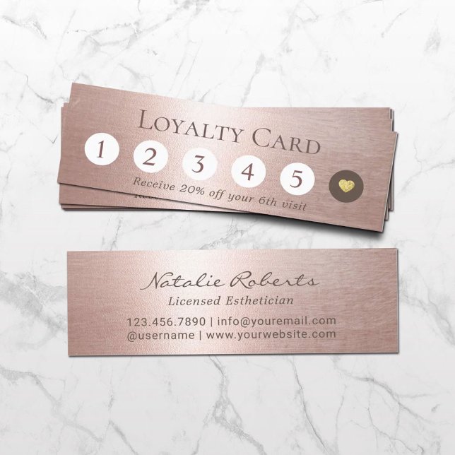 Carte De Fidélité Salon de beauté Moderne Blush Rose Gold Loyauté (Créateur téléchargé)