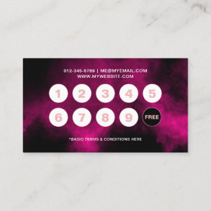 Carte De Fidélité Salon de manucure au néon rose et fumée / Technici