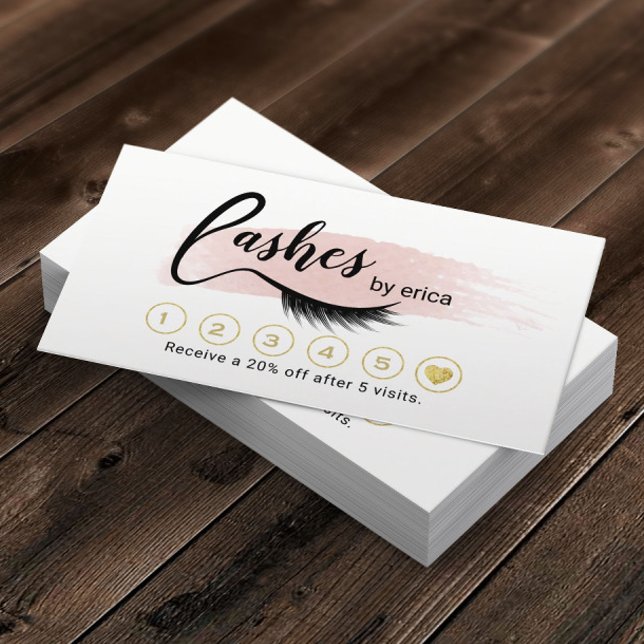 Carte De Fidélité Salon de maquillage Eyelash Artiste Blush Pink (Créateur téléchargé)