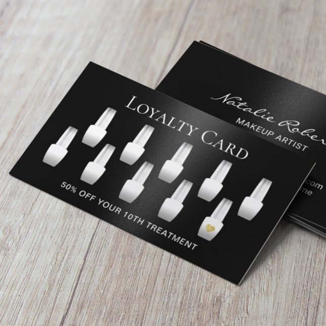 Carte De Fidélité Salon de ongle Manicuriste moderne Noir Beauté Loy (Créateur téléchargé)