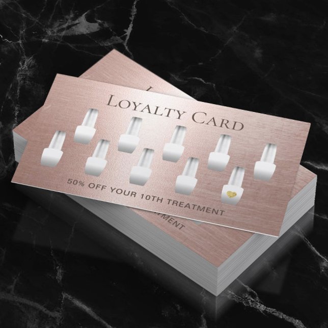 Carte De Fidélité Salon de ongle Manicuriste Rose Gold Loyalty (Créateur téléchargé)