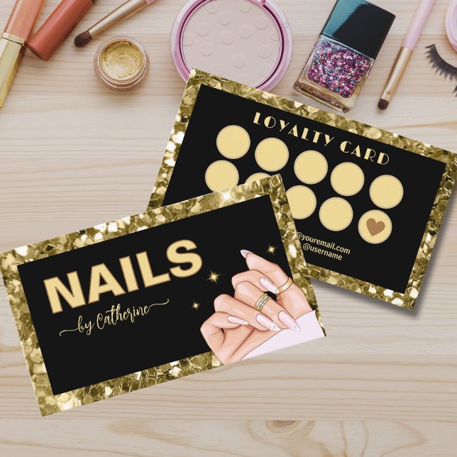 Carte De Fidélité Salon de parties scintillant et ongles Manicurist (Créateur téléchargé)