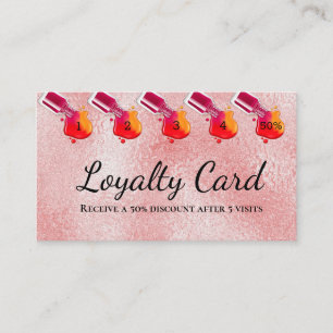 Carte De Fidélité Salon en verre rose d'art d'ongle de poli de